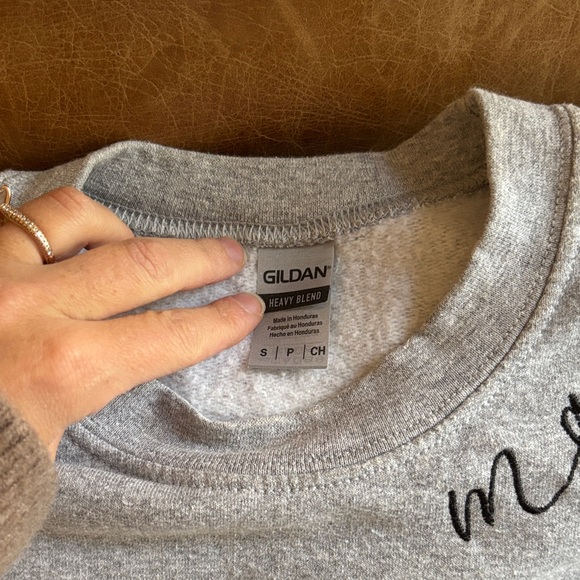 Gildan Gray Crewneck Sweater with Embroidery - Picture 4 of 7